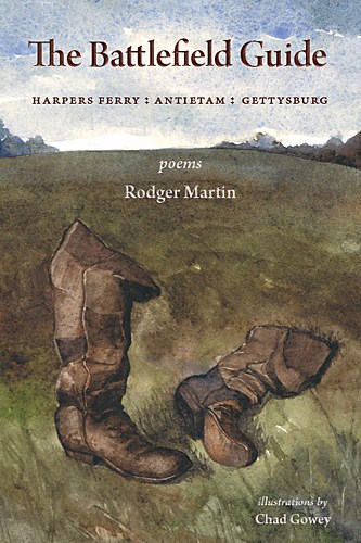 Cover of The Battlefield Guide by artist Chad Gowey depicting a pair of empty Civil War era boots left in a field.