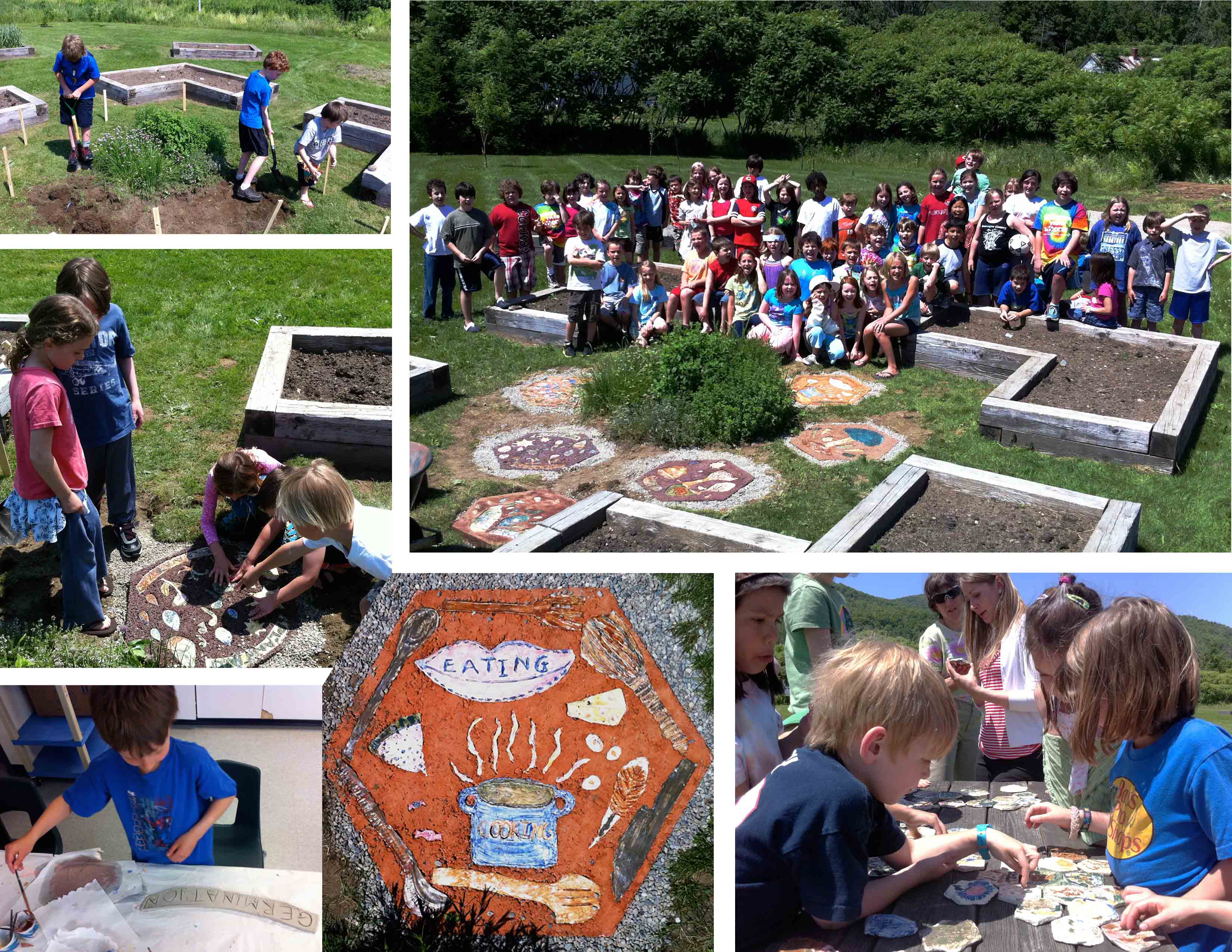 garden stepping stones, and students