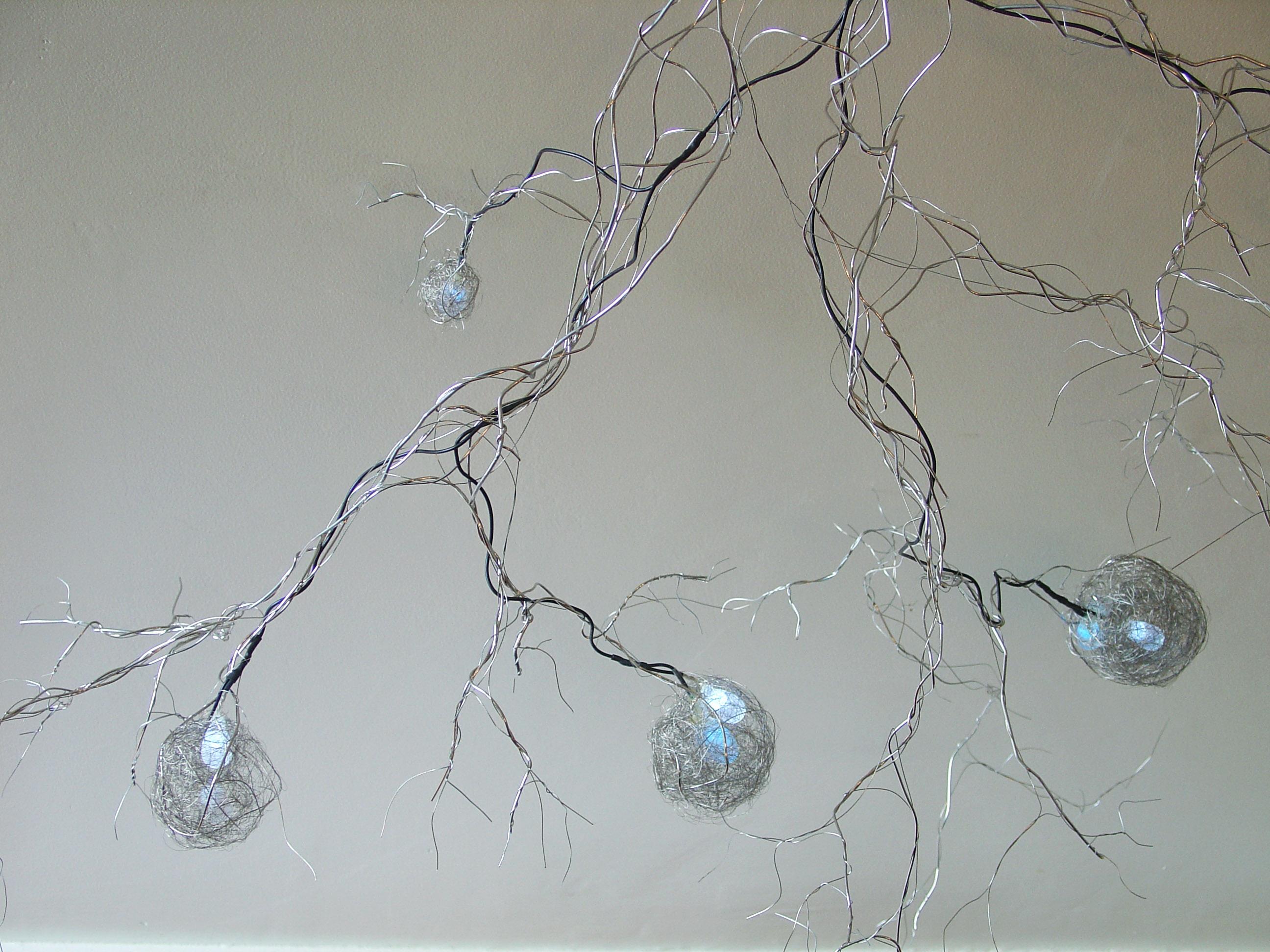 wire network with glowing orb