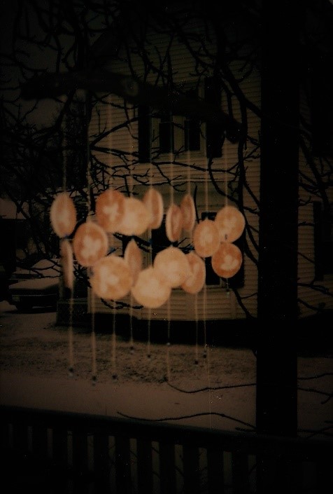 clay windchimes with leaf imprints 