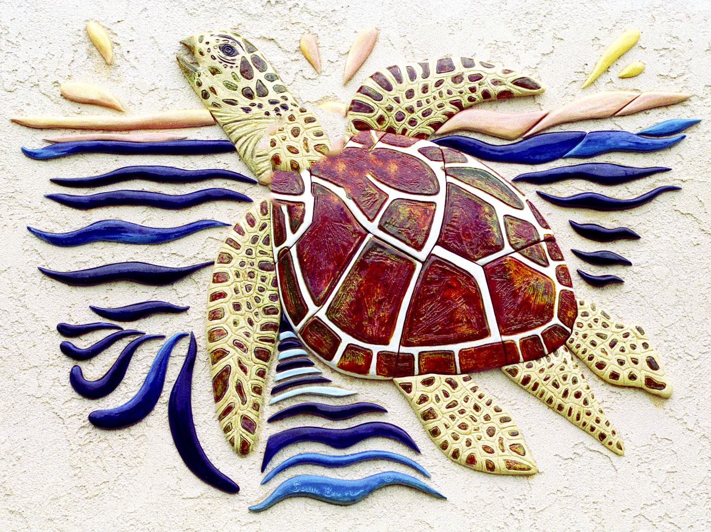 Sea Turtle ceramic mural