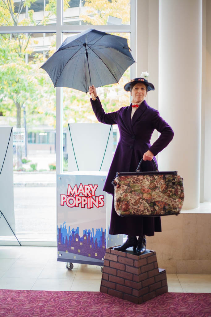 Linda Peck performs as Mary Poppins at the Hanover Theatre/ Traveling Broadway Production
