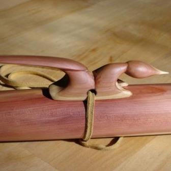 Eastern Red Cedar Flute with abstract bird saddle
