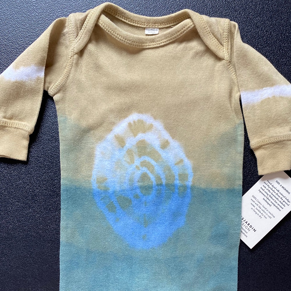 Cotton dyed with Indigo and Myrobalan using Shibori technique