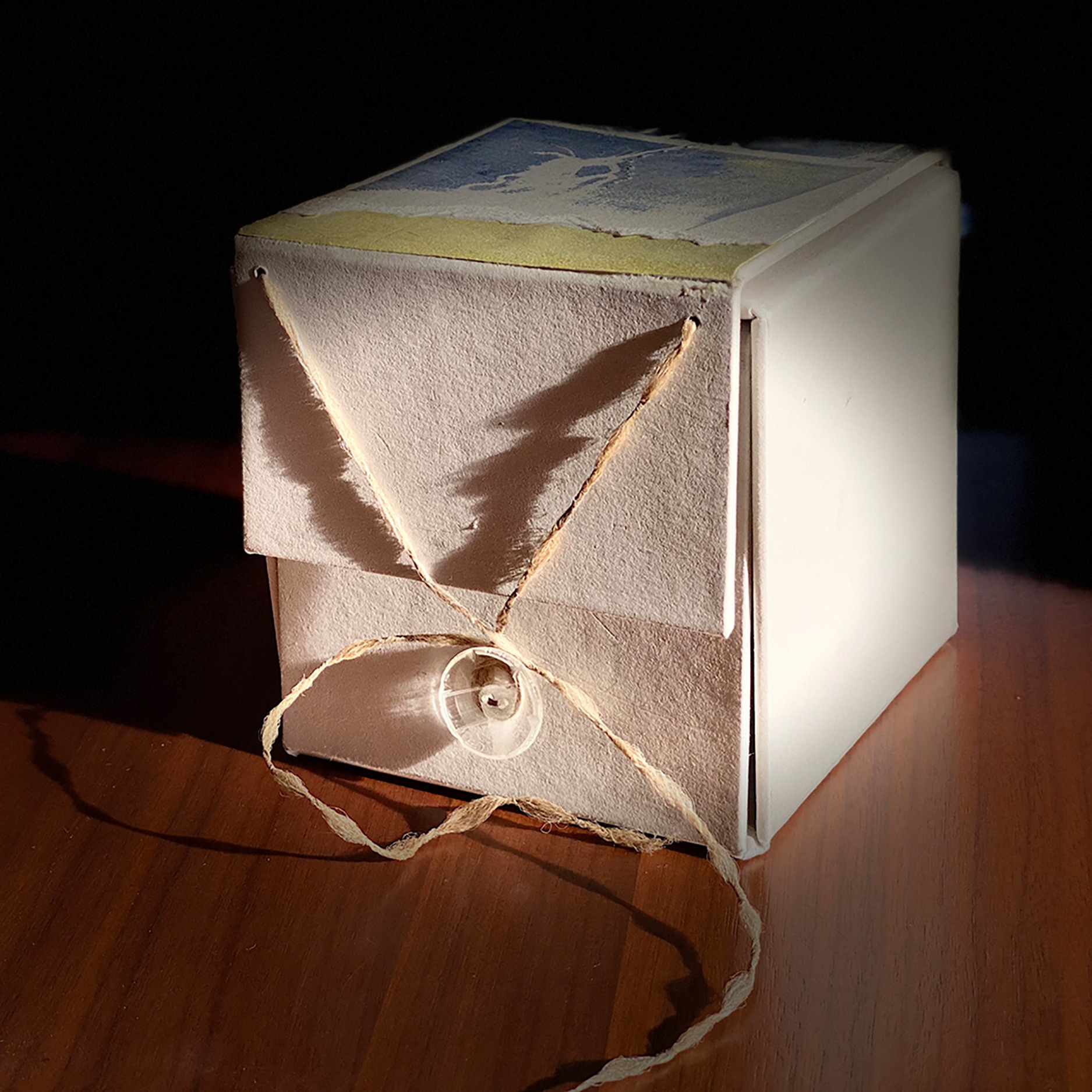 Closed handmade 3D paper work, box: 4"X4"X4", Cubes: 1.75"X1.75"X1.75"