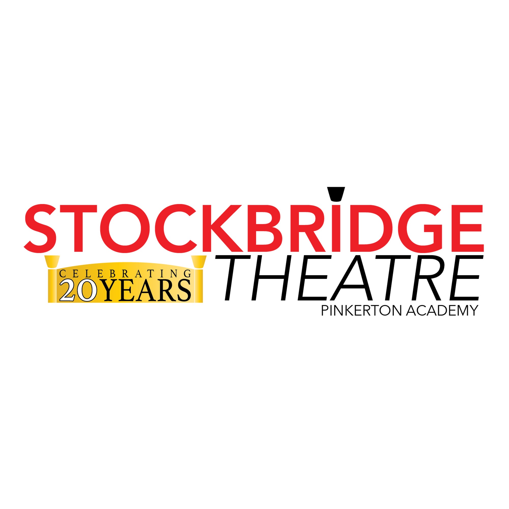 Red and black logo with gold image