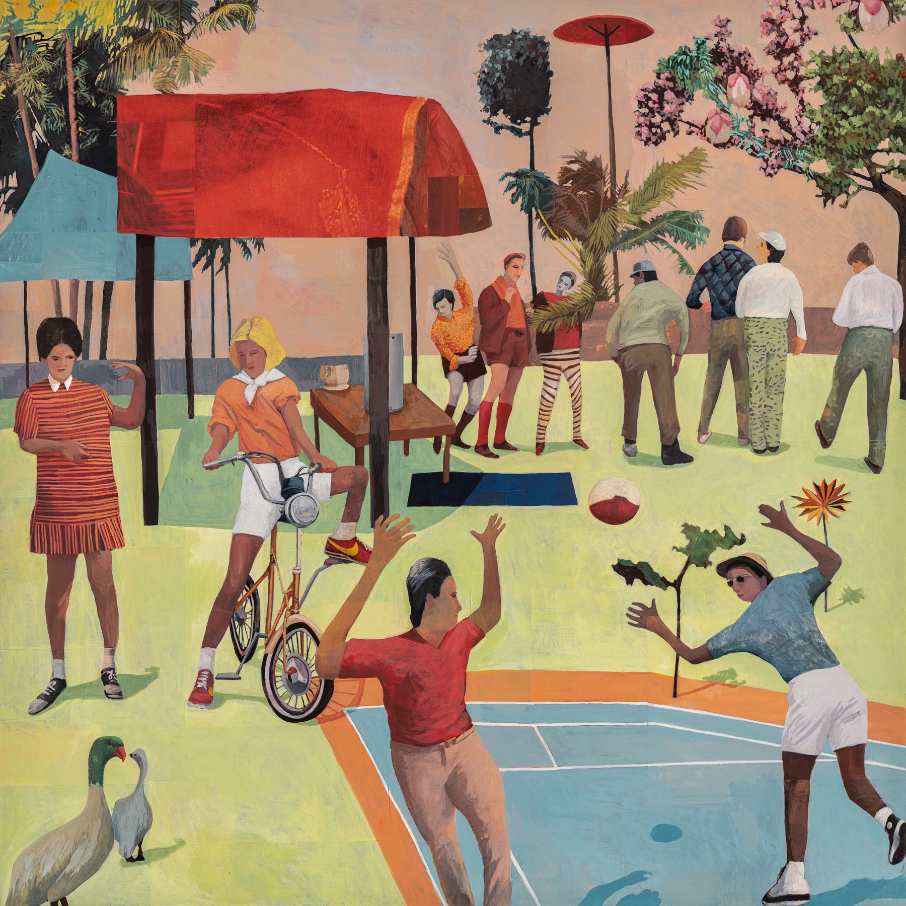 Collage painting titled Summer Camp by artist Hannah Morris
