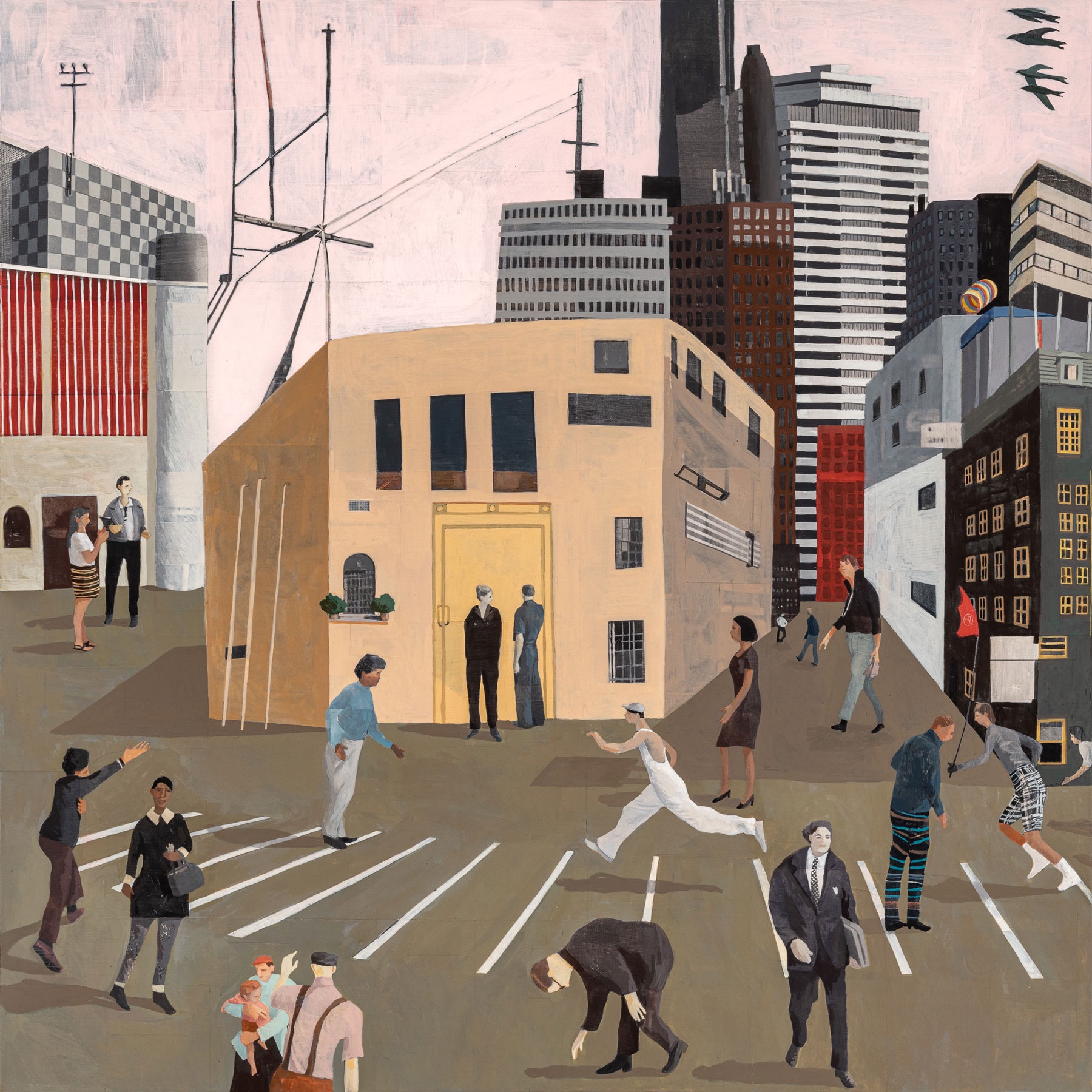 Collage painting titled The Crossing by artist Hannah Morris
