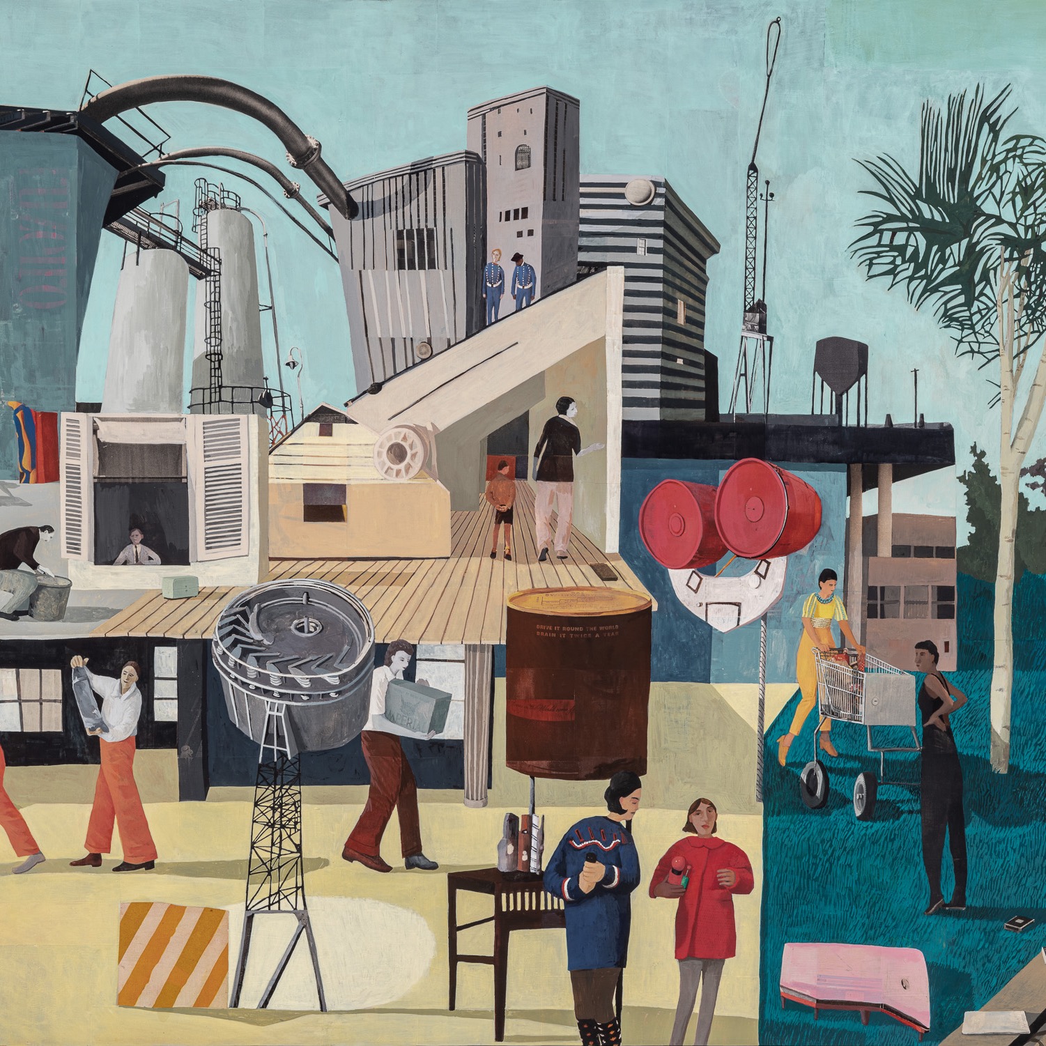 Collage painting titled The Fulfillment Center by artist Hannah Morris