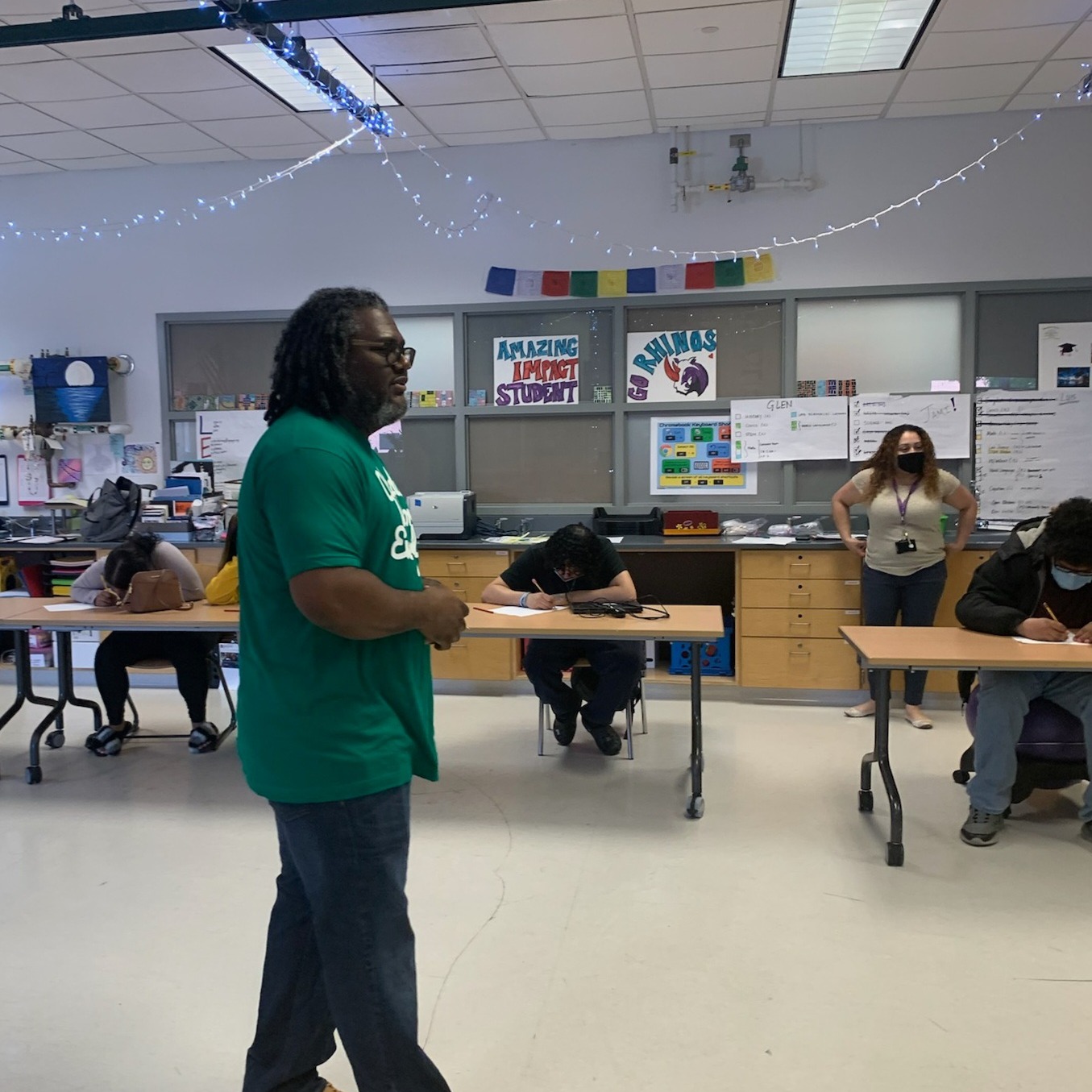 Andre teaching a workshop for high school students
