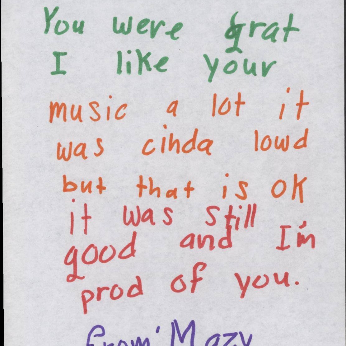 hand written note from child