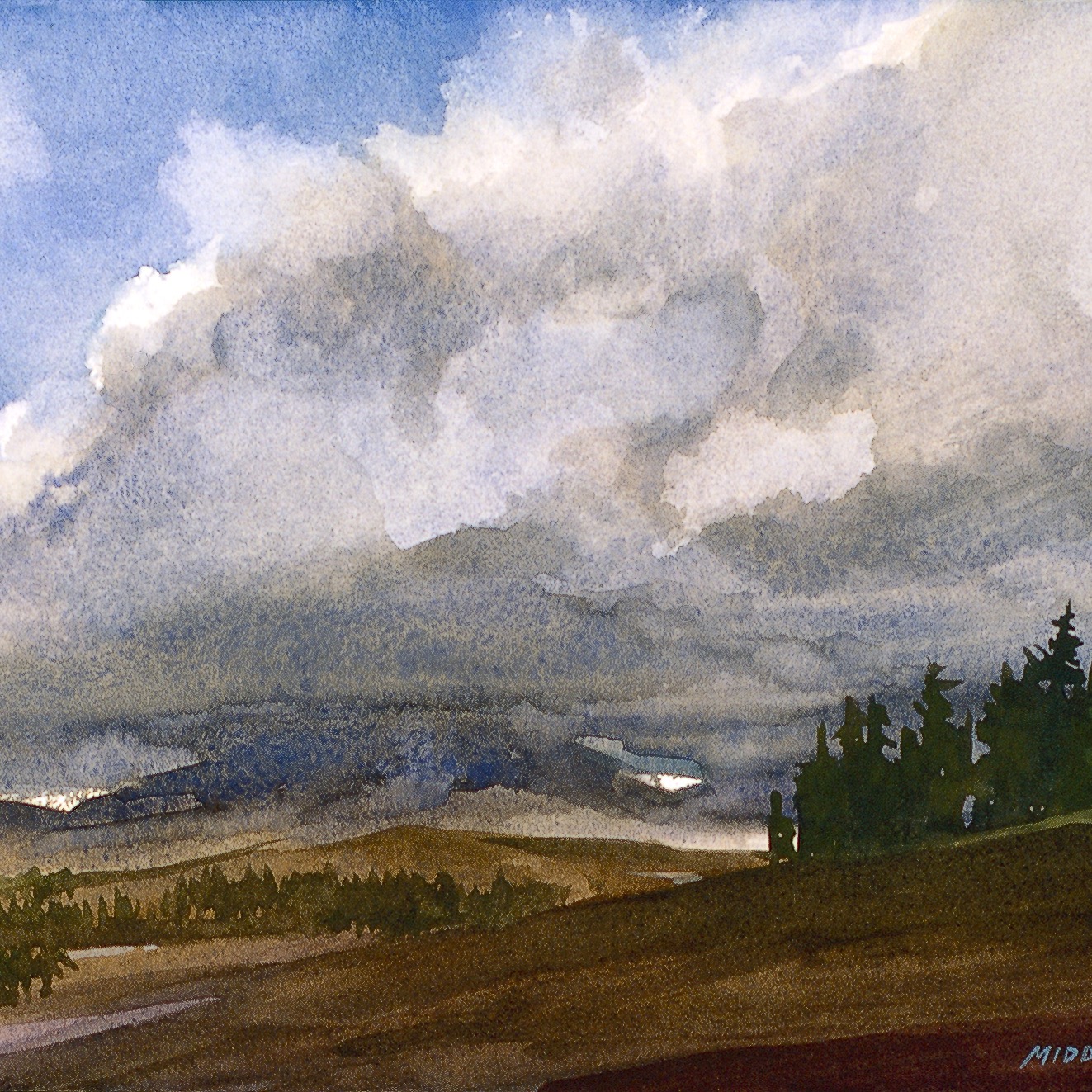 Bighorn II, watercolor from a trip to the Bighorn Mountains in Wyoming, by George Middleton