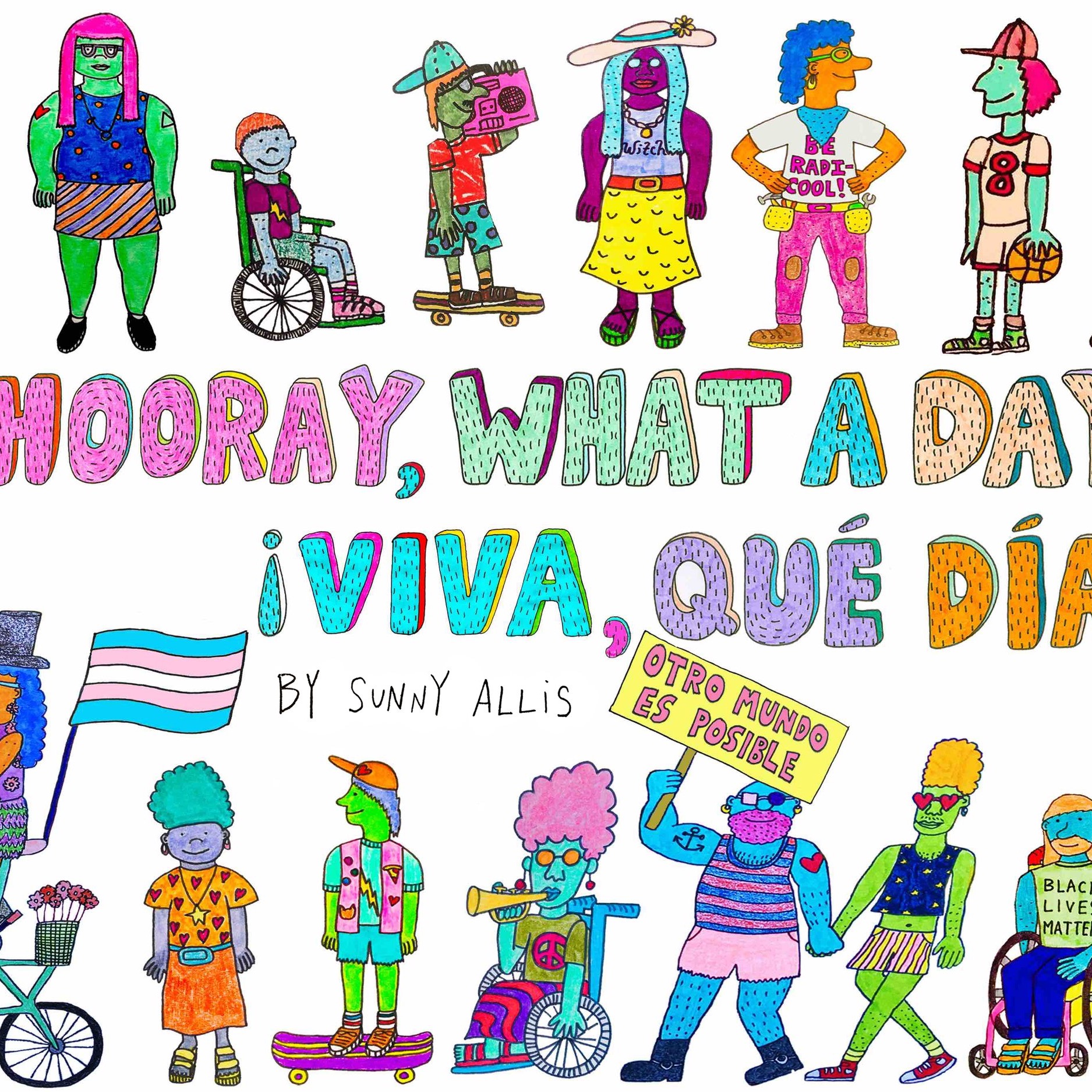 Cover of an illustrated book, with colorful characters of all ages