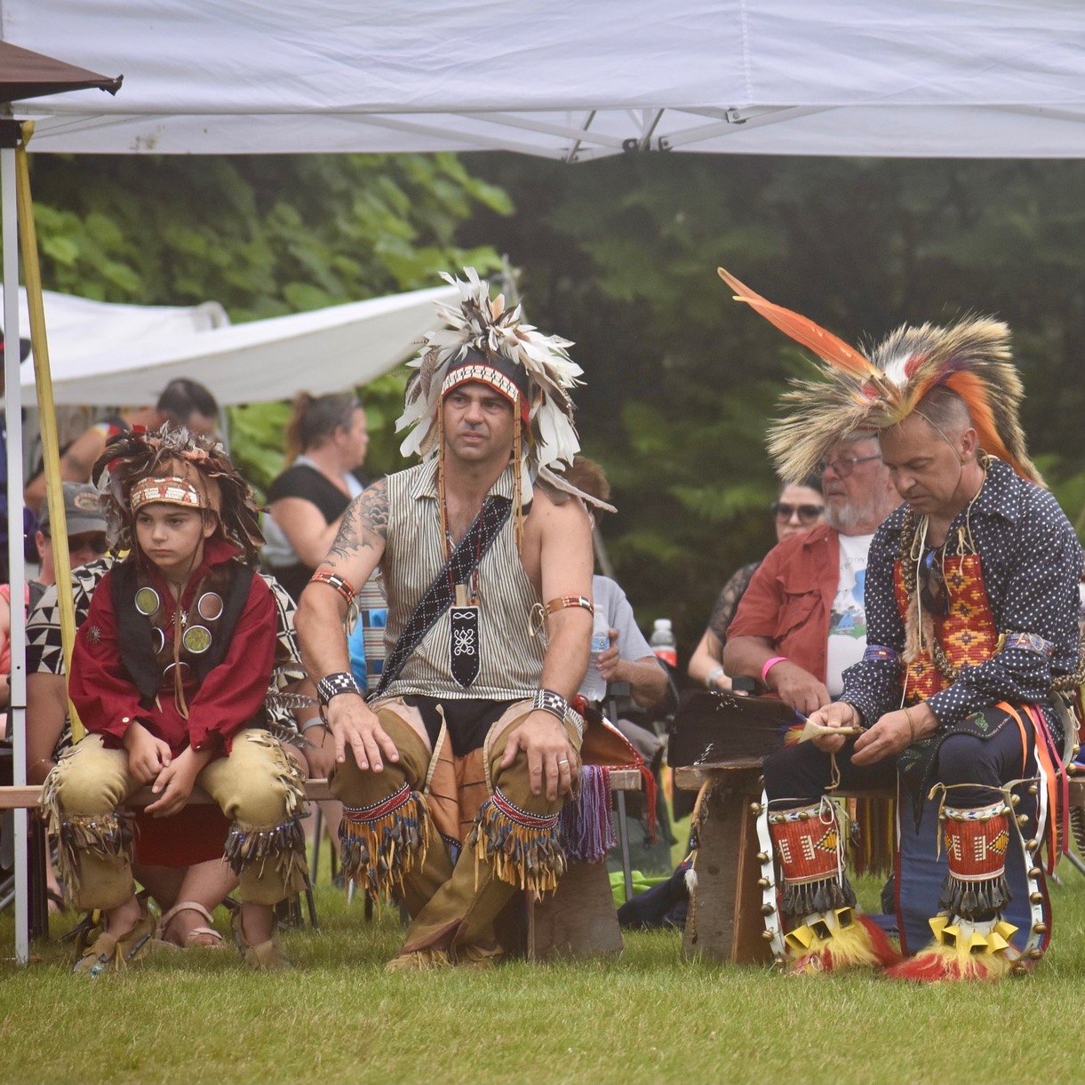 Dancers waiting at the powwow