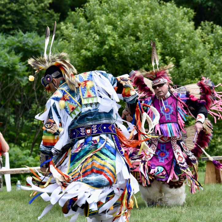 Powwow dancers in action