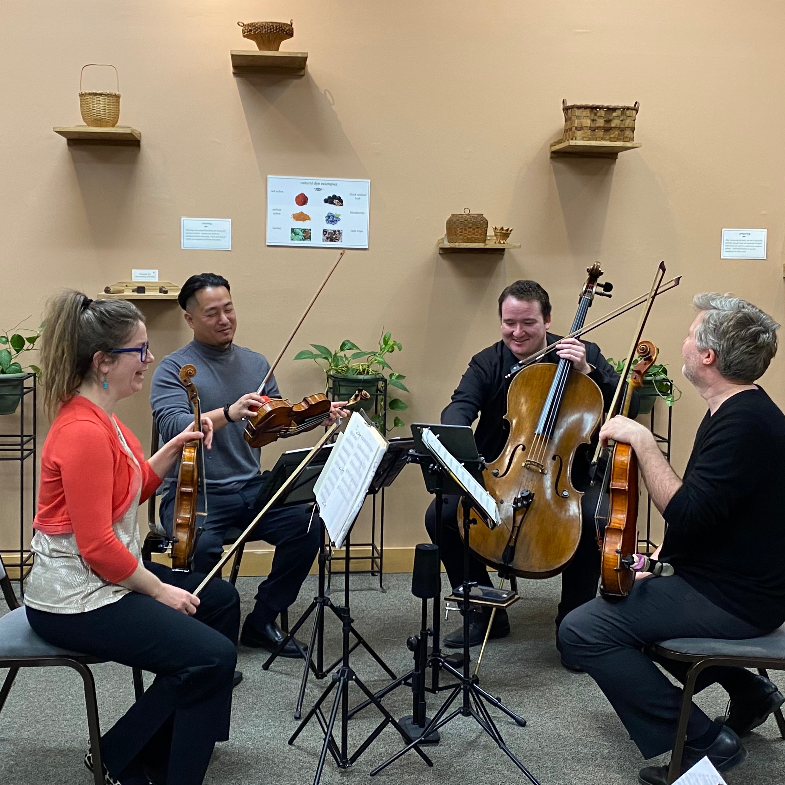 Musicians preparing for concert
