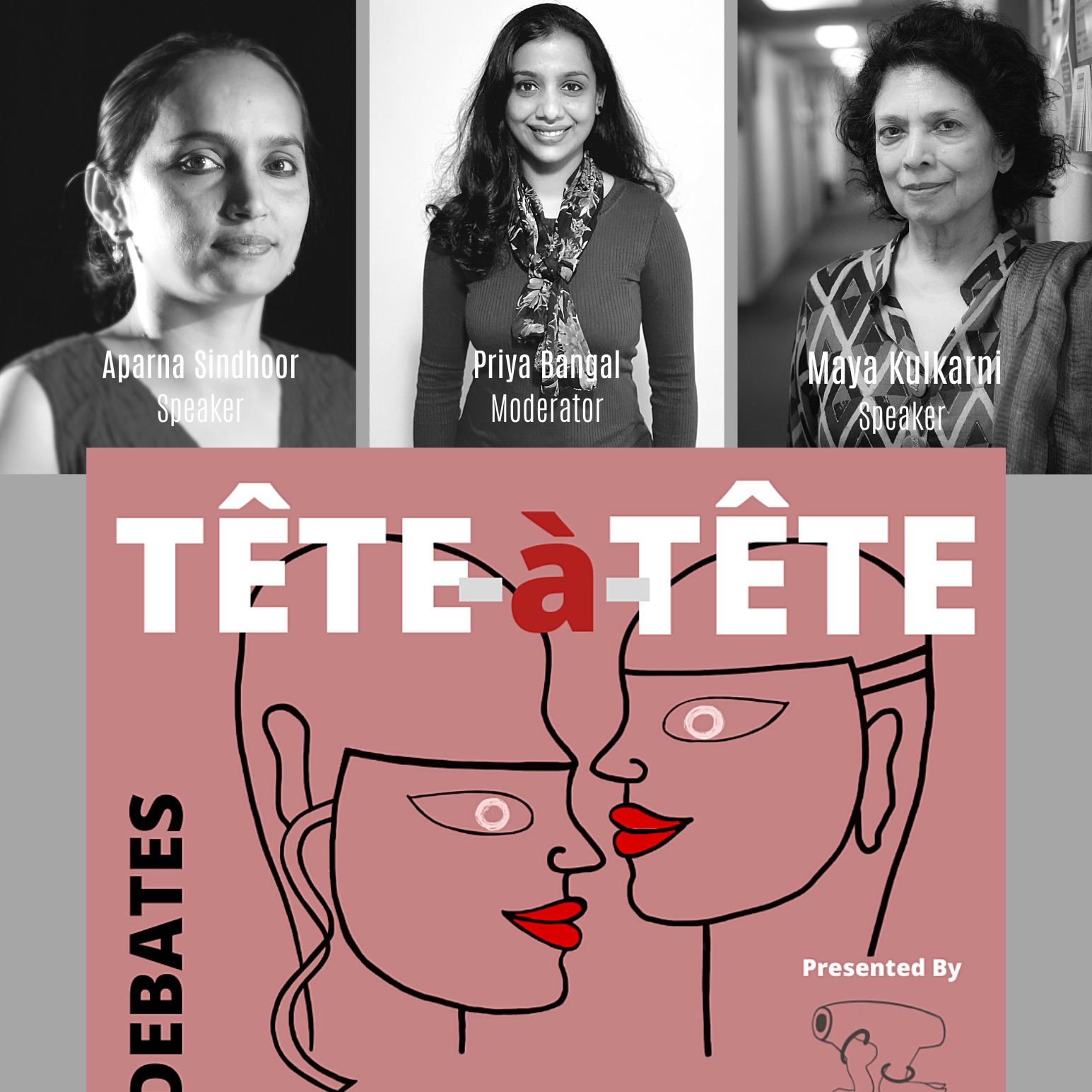 A poster with three women above a pink logo