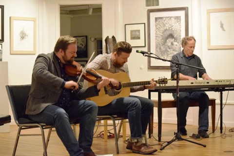 Musicians Ryan McKasson, Eric McDonald, and Jeremiah McLane at the Library Arts Center 