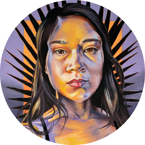 soft pastel portrait of Fu'una, an indigenous woman