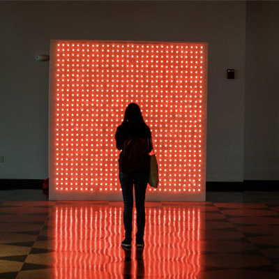 The Light Wall install at Boston Universities 808 Gallery