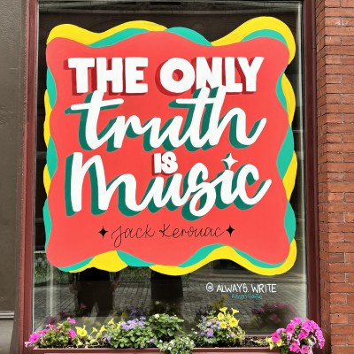 The Only Truth is Music window mural - Completed July 2024