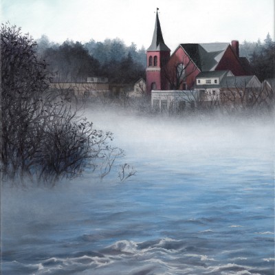 Fog over the Merrimack, Pawtucket congregational, 