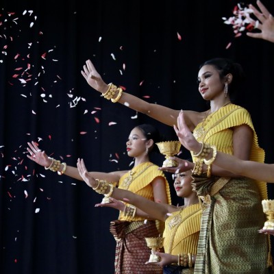 Angkor Dance Troupe's young students performing the Blessing Dance at 